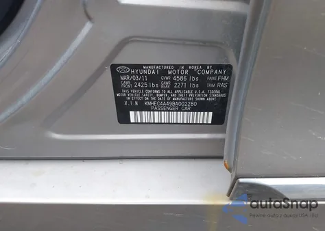 2011 Hyundai Sonata Hybrid from USA, damaged, VIN KMHEC4A49BA002280